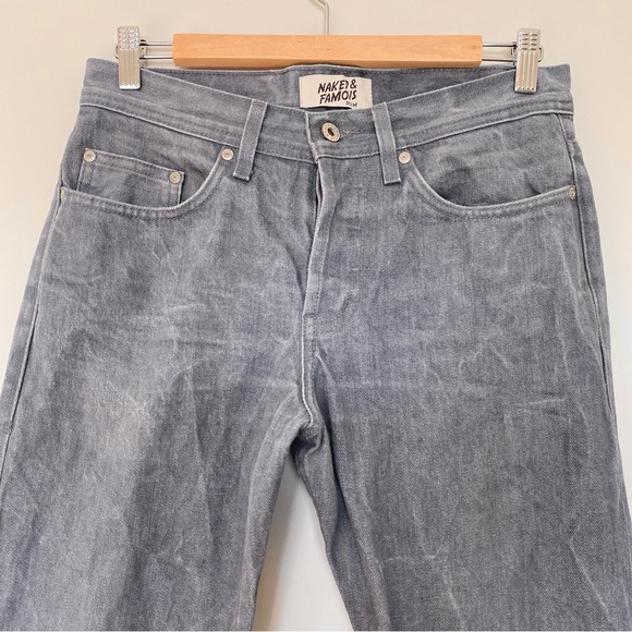 Naked & Famous Weird Guy Grey Selvedge Raw Denim Jeans Mens Sz 30 - Picture 4 of 14